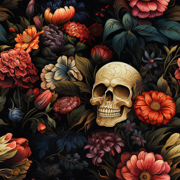 FLOWERS AND SKULL