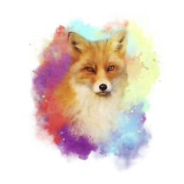 FUCHS / regenbogenfarbig - Paneel (60cm x 50cm) Wintersweat angeraut mit Elastan ITY