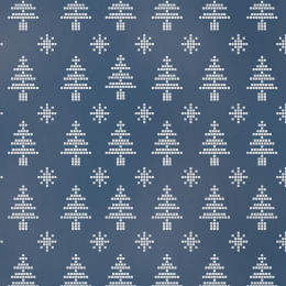 WEIHNACHTSBÄUME UND SCHNEEFLOCKEN / (acid) dunkelblau (NORWEGISCHE MUSTER)