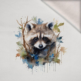 WATERCOLOR RACCOON ms. 1 - Paneel (60cm x 50cm) Wintersweat angeraut mit Elastan ITY