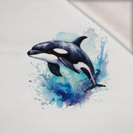 WATERCOLOR WHALE - Paneel (75cm x 80cm) Wintersweat angeraut mit Elastan ITY