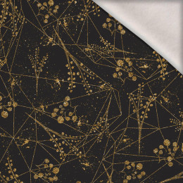 BLÄTTER Ms 12 (gold) / schwarz  - Wintersweat angeraut mit Elastan ITY