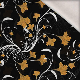 BLÄTTER Ms. 4 (gold) / schwarz - Wintersweat angeraut mit Elastan ITY