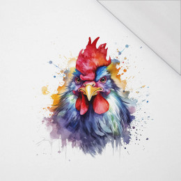 WATERCOLOR ROOSTER - Panel (75cm x 80cm) SINGLE JERSEY PANEL