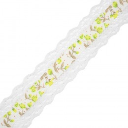 Ripsband mit Spitze 25 mm - weiß