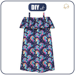 Carmenausschnitt Kleid (LILI) - FAIRY WORLD wz.1 (UNICORN) - Nähset 