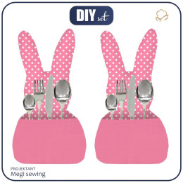 Besteck-Hase - Rosa Punkte - Nähset