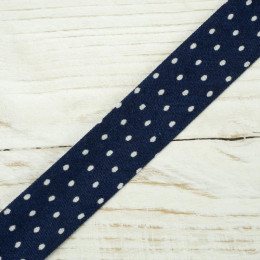 Schrägband Baumwolle gepunktet 15mm - NAVY