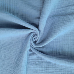 Baumwoll Musselin Double Gauze - Gedämpftes blau/ BLUE