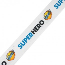 Gewebte Gummiband mit Aufdruck - SUPERHERO / WOW / Größe nach Wahl
