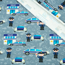 100cm POLIZEI / dunkelgrau - Viskose-Jersey WE210
