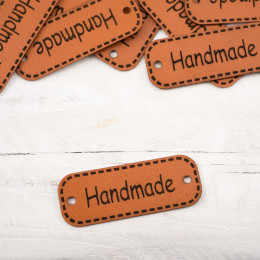 Kunstleder Label Handmade -  braun
