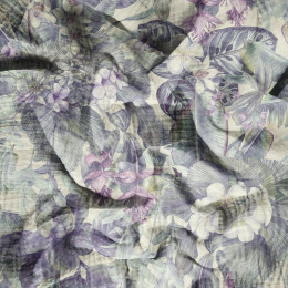 PURPLE FLORAL - Baumwoll Musselin
