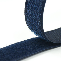 Klettverschluss Breite 20mm weiß, komplett - MARINEBLAU