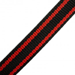 Gurtband 20mm - rote Streifen - schwarz