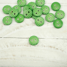 Kunststoffknopf mit Punkten klein - grün