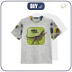 KINDER T-SHIRT- DINO KACHELN MST. 3/ melange hellgrau- Single Jersey