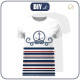 HERREN T-SHIRT - ANKER / Streifen (marine) - Single Jersey 