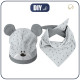 KINDER MÜTZE UND SCHAL (TEDDY) - BÄR / grau 51-54