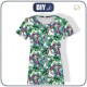 DAMEN T-SHIRT XS - MINI BLÄTTER UND INSEKTEN MS.1 (TROPISCHE NATUR) / weiß - Single Jersey 