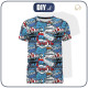 HERREN T-SHIRT - COMICS (blau - rot) - Single Jersey 