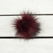 Kunstfell Pompon 9 cm - melange  dunkelrot