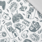 60CM GAME OVER (retro) / weiß - Baumwoll Webware