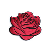 Aufbügler gestickt   Rosenblüte - dunkelrot