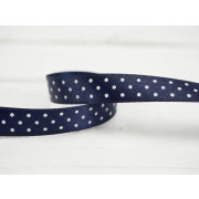 Satinband Breite 12 mm gepunktet navy
