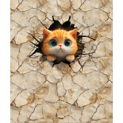 ANIMALS CRACKED wz.5 (cat) - panel (60cm x 50cm)   Baumwoll Webware