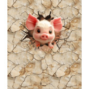 ANIMALS CRACKED wz.5 (piggy) - panel (60cm x 50cm)   Baumwoll Webware