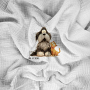 CUTE ANIMALS wz.18 - panel (60cm x 50cm)  Baumwoll Musselin