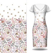 BLUMEN (Motiv 3) / weiß - Kleid-Panel krepp