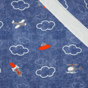 FLUGZEUGE (FLUGZEUGE) / ACID WASH DUNKELBLAU  - bio single jerset mit Elastan Sommersweat