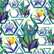 BLUMEN IN DEN HEXAGONEN - Baumwoll Webware