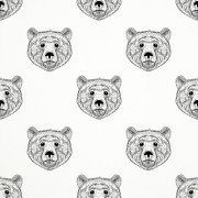 BÄREN (Köpfe) / weiß - Baumwoll Webware