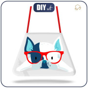 Paneel  2 in 1 KINDERTASCHE - HUND MIT BRILLE (J'adore Paris) / aqua