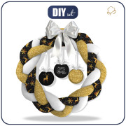 WEIHNACHTSKRANZ - GOLDENE HIRSCHE / schwarz - Nähset