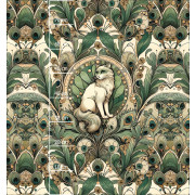 ART NOUVEAU CATS & FLOWERS M. 1 - Paneel (75cm x 80cm) Wasserabweisende Webware