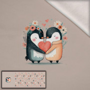 PENGUINS IN LOVE - panoramisches Paneel  Wintersweat angeraut mit Elastan ITY (60cm x 155cm)