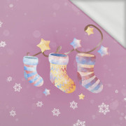 SOCKEN / SCHNEEFLOCKEN (WEIHNACHTSRENTIERE) - panoramisches Paneel  Sommersweat 