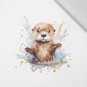 WATERCOLOR BABY OTTER - Paneel (60cm x 50cm)  Baumwoll Webware
