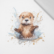 WATERCOLOR BABY OTTER - Paneel (75cm x 80cm)  Baumwoll Webware