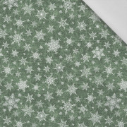 SCHNEEFLOCKEN MST. 2 / ACID WASH Flaschengrün  - Baumwoll Webware