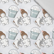 SCHNEEMÄNNER UND SCHLITTSCHUHE (WINTER IN DER STADT) - Baumwoll Webware