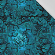 SPITZEN SCHMETTERLINGE / blau - Baumwoll Webware