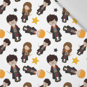 MAGISCHE FREUNDE M. 2 (ZAUBERSCHULE) / weiß - Baumwoll Webware