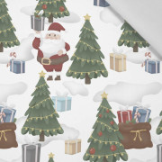 WEIHNACHTSMÄNNER MIT DEM GESCHENKESÄCKEN (IM WEIHNACHTSMANN WALD) - Baumwoll Webware