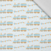 LOKOMOTIVE / Girlanden / hellblau (KINDERSPIELZEUG) - Baumwoll Webware