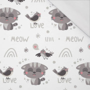 KATZEN UND SPATZEN (KATZENWELT) / weiß - bio single jerset mit Elastan Sommersweat